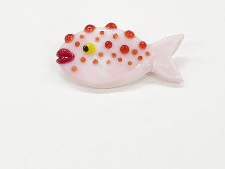 Glass Puffer Fish Brooch - Pink Cheap