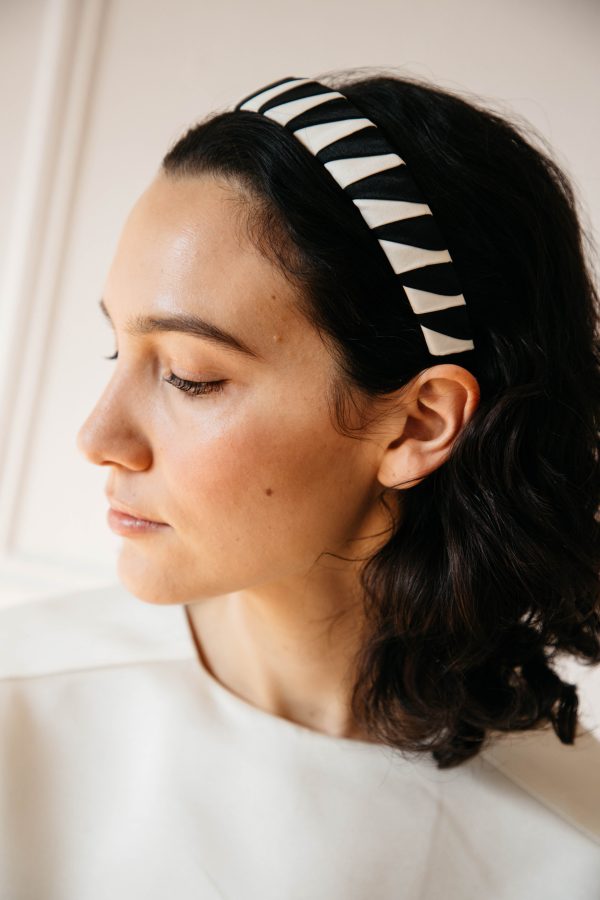 Persinette Woven Headband- Black White Online now