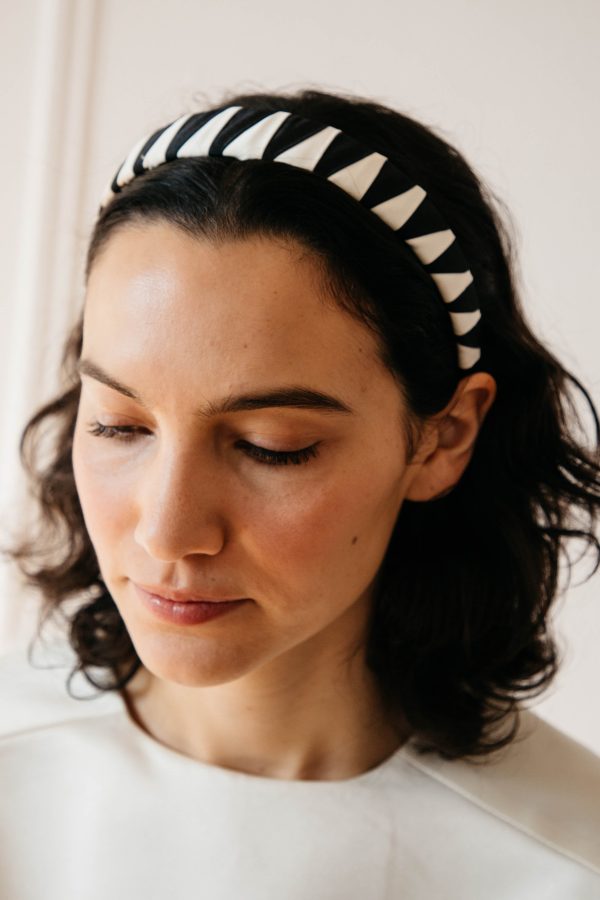 Persinette Woven Headband- Black White Online now