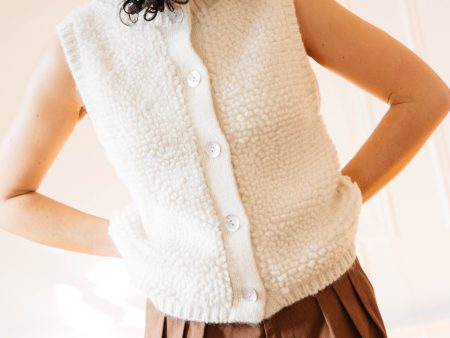 Cezar Loop Vest Sweater- Ivory Fashion