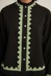 Alpha Buttondown- Zig Zag  Appliqué - Black Grasshopper Hot on Sale