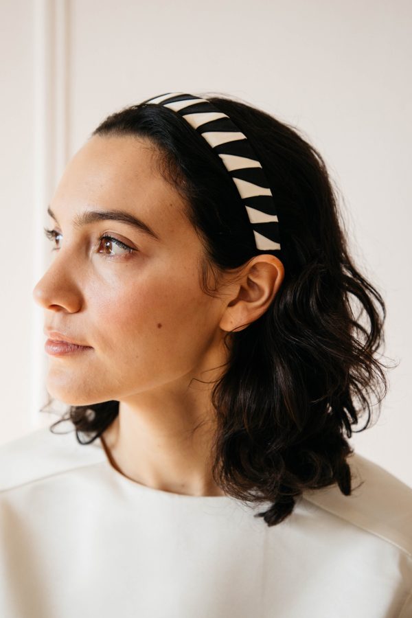 Persinette Woven Headband- Black White Online now