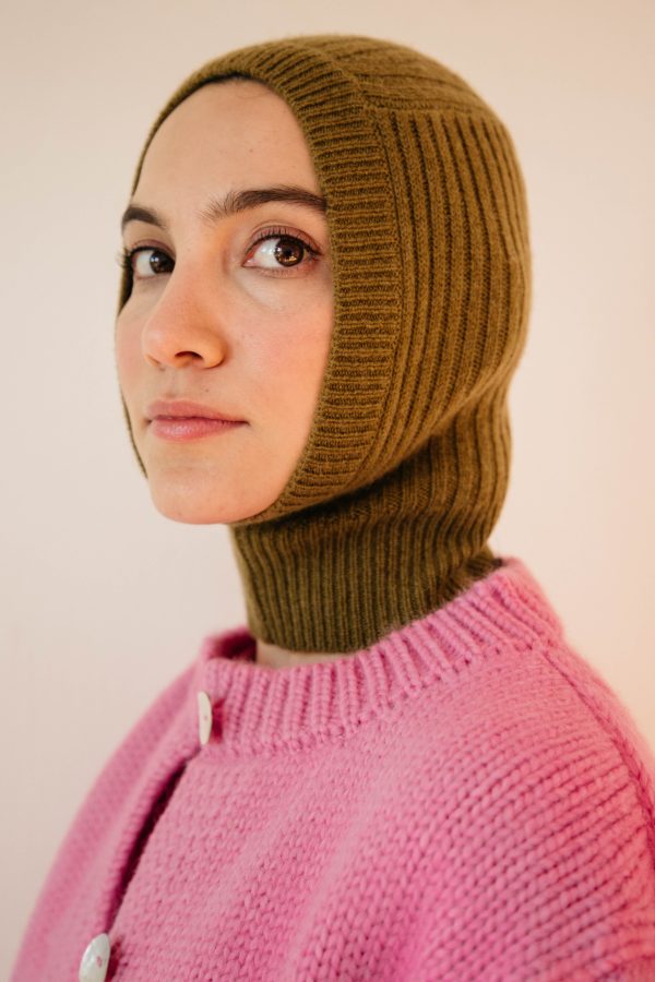 Tilla Cashmere Balaclava - Olive Sale