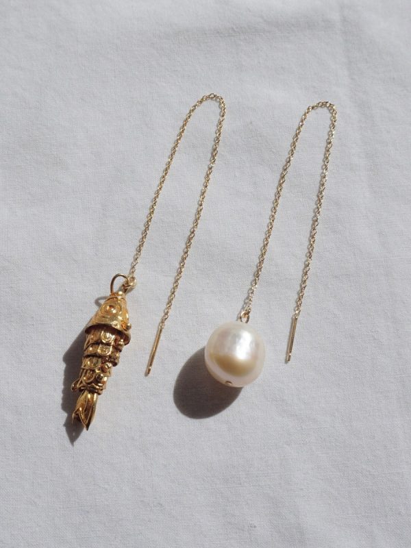 Fish And Pearl Earrings For Discount