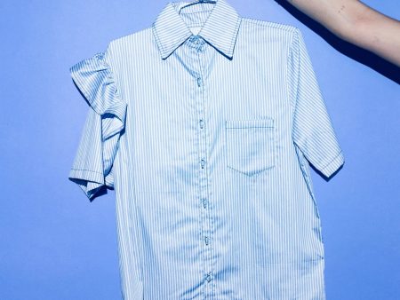 Bowie Sleep Shirt - Blue and White Stripe Discount