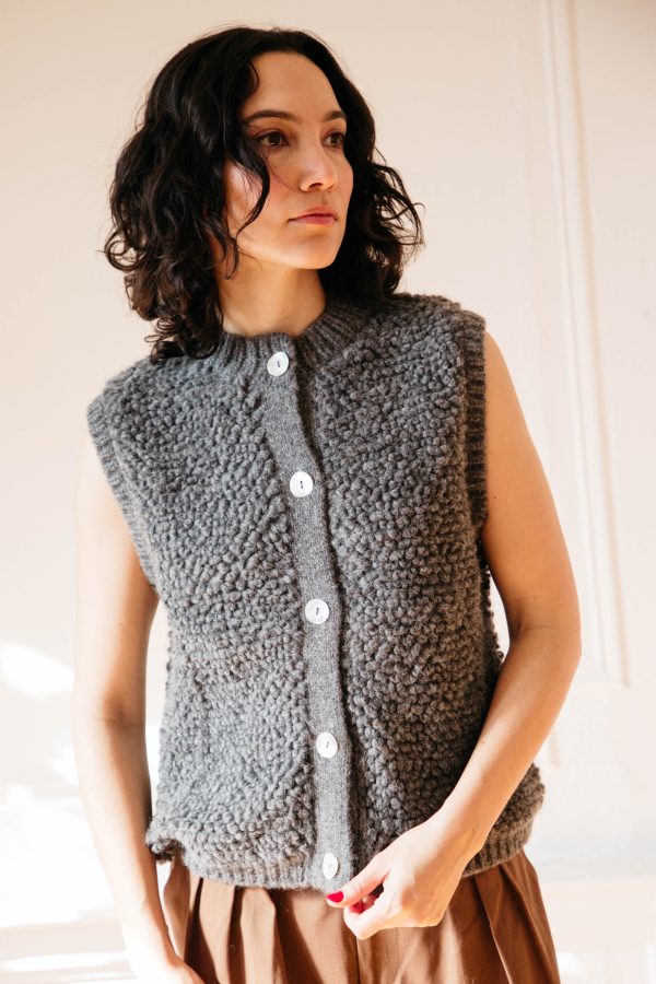 Cezar Loop Vest Sweater- Smoke For Discount