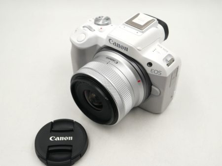 Canon EOS R50 Mirrorless Camera with 18-45mm Lens | White **OPEN BOX** Hot on Sale