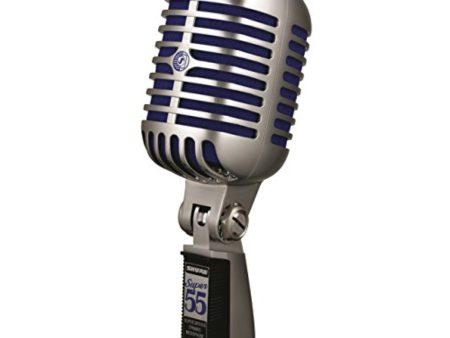 Shure Super 55 Supercardioid Dynamic Microphone | Chrome with Blue Foam For Sale