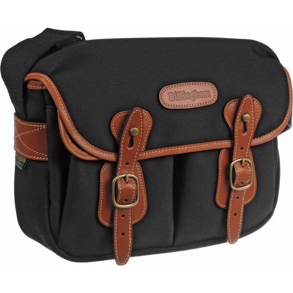 Billingham Small Hadley Shoulder Bag | Black with Tan Leather Trim Fashion