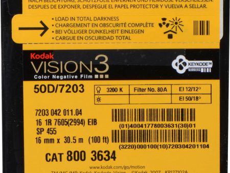 Kodak VISION3 50D Color Negative Film #7203 | 16mm, 100  Roll, Single Perf Online now