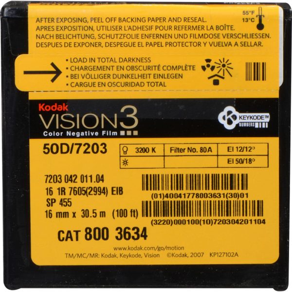 Kodak VISION3 50D Color Negative Film #7203 | 16mm, 100  Roll, Single Perf Online now