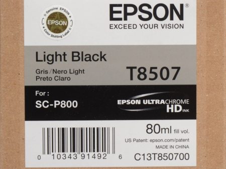 Epson T850700 UltraChrome HD Light Black Ink Cartridge | 80 ml Supply