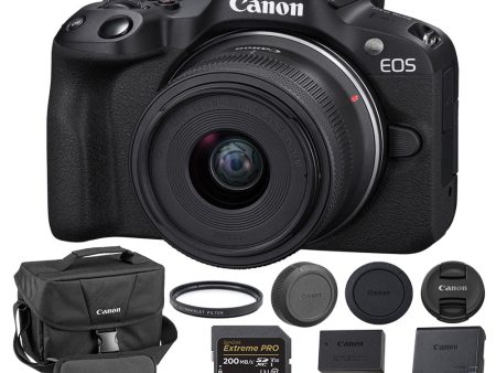 Canon EOS R50 Mirrorless Camera with 18-45mm Lens | Black Bundled With 64GB Memory Card + 49mm UV Filter + Canon 200ES Camera Bag + Microfiber Cleaning Cloth (5 Items) Online Hot Sale